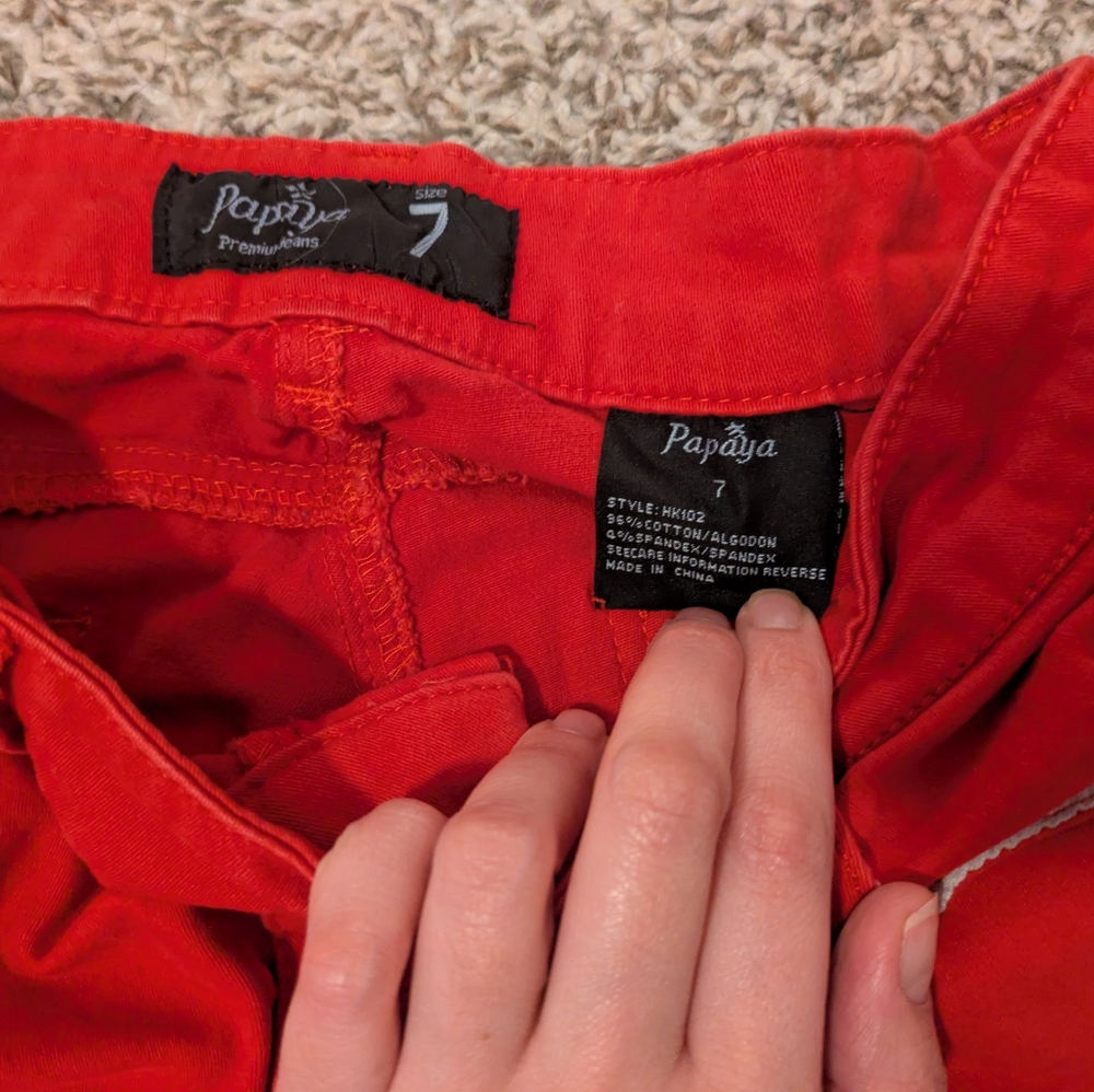 Papaya Premium Denim Red Skinny Jeans Size 7 - Picture 3 of 7